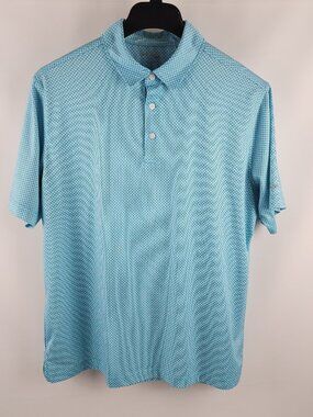 Walter Hagen Shirt Mens Large Blue Geometric S/S Golf Polo
